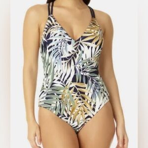 Hurley | Women’s One Piece Palm Print Adjustable Strap Swimsuit, Size L, NWT